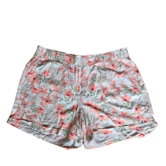Briggs Women's Floral Linen Blend Shorts 2XL NWT Lightweight Summer - Picture 2 of 9